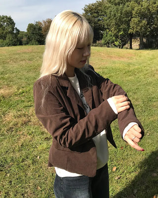 Corduroy short tailored jacket