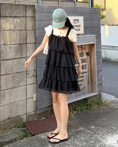 Can-can frill mini dress
