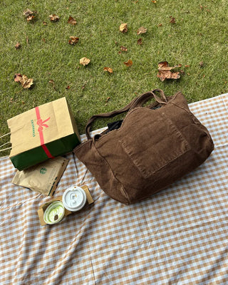 Washed cotton shoulder bag