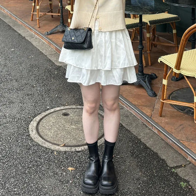 Flared shirred mini skirt