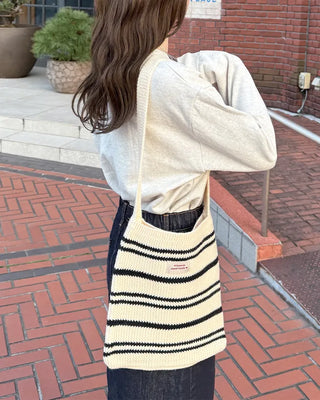 Striped knit bag