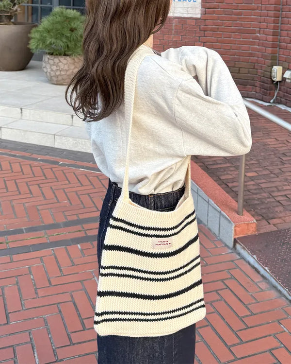 Striped knit bag
