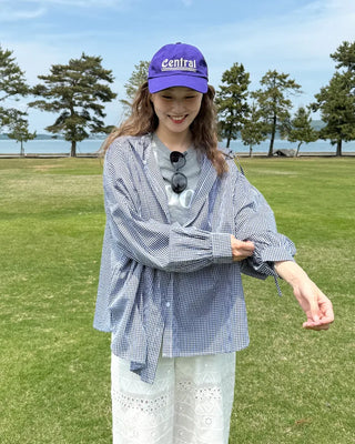 Checked hoodie shirt