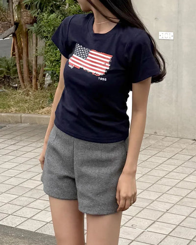 Vintage USA print short-sleeved T-shirt