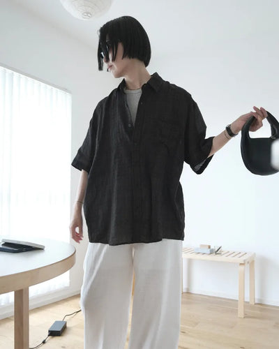 Checked short-sleeved shirt