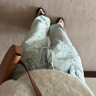 Cubic Wide Denim Pants