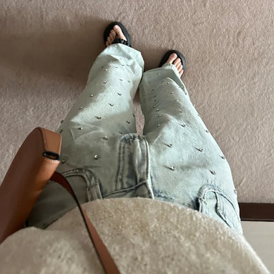 Cubic Wide Denim Pants