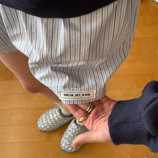 Cotton striped elastic waist shorts