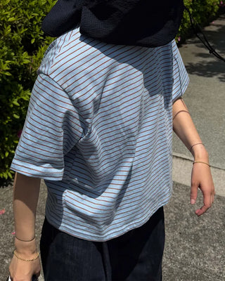 Dumble-processed striped T-shirt