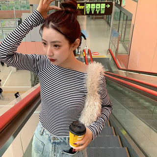 Striped off-shoulder top