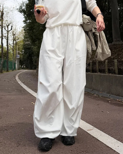 Elastic waist parachute pants