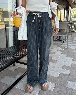 Striped wide-leg easy pants