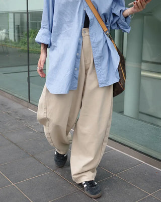 Wide-seam cotton pants