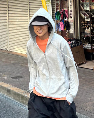 Unisex Loose Basic Zip Hoodie