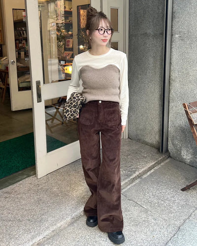 Pocket corduroy wide-leg pants