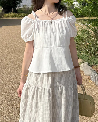 2-way ribbon strap blouse