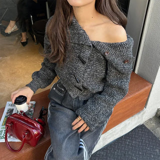 Toggle Button Turtleneck Cardigan