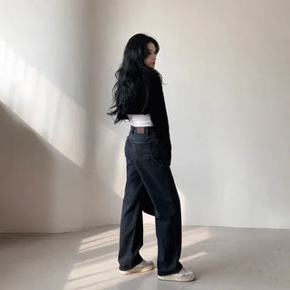 (basic/long) Fleece-lined wide-leg denim pants - 4 sizes
