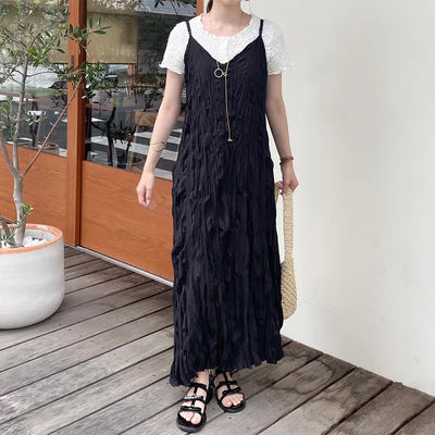 Wrinkle Camisole Long Dress