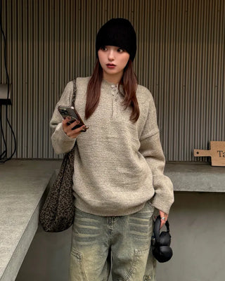 Basic Henley Neck Knit