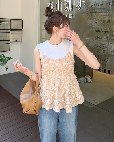 Flower corsage camisole bustier