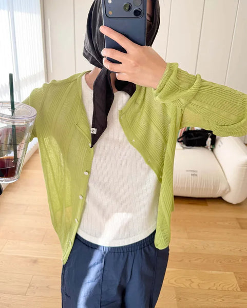 See-through ribbed cardigan