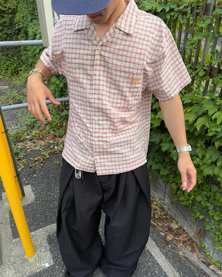 Checked embroidered short-sleeved shirt