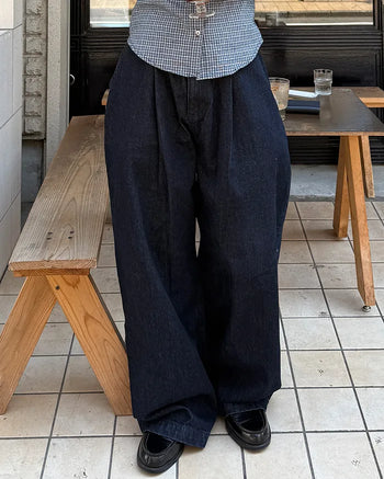 Balloon wide denim pants