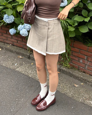 Striped layered mini skirt