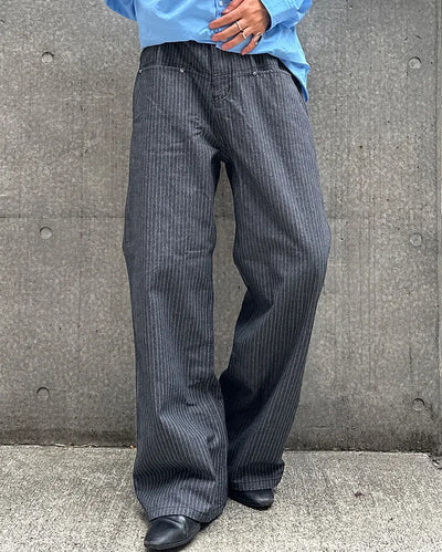 Pinstripe denim pants