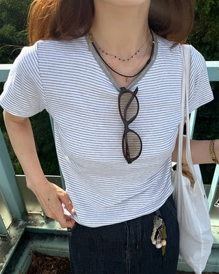 Striped crew neck T-shirt