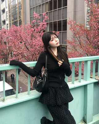 Two-pocket hooded cardigan