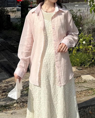 Pastel-colored sheer shirt