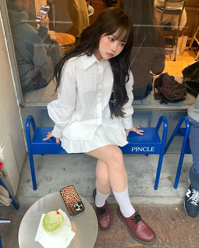(ORIGINAL) Basic Pintuck Shirring Shirt