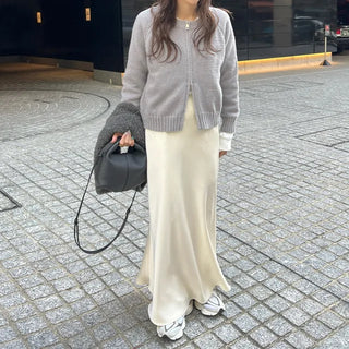 Satin Mermaid Line Long Skirt