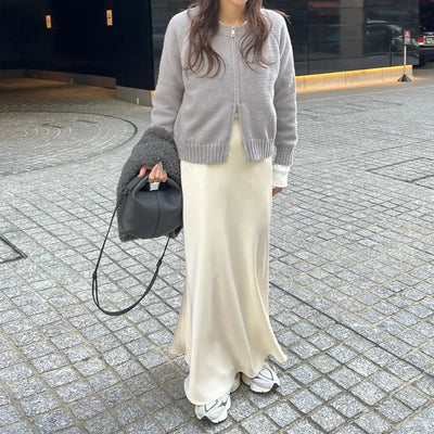 Satin Mermaid Line Long Skirt