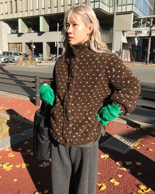 Dot fleece zip-up