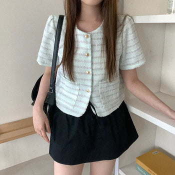 Tweed short-sleeved jacket