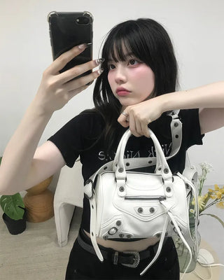Eyelet Shoulder Mini Boston Bag