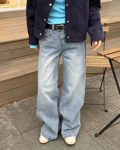 Wide denim pants