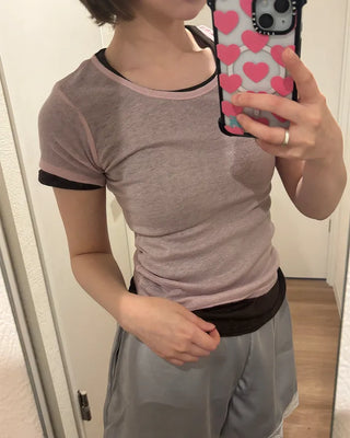 See-through short-sleeve T-shirt