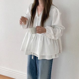 Ribbon frill blouse