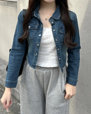 Slim-fit cropped denim shirt