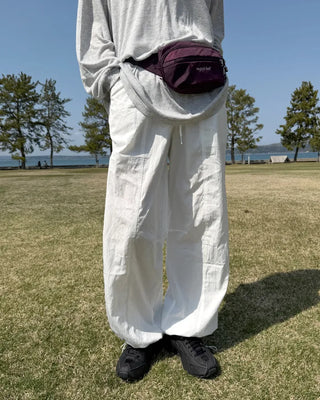 Center seam nylon parachute pants