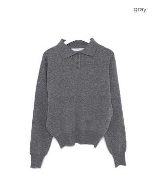 Half-button collar knit