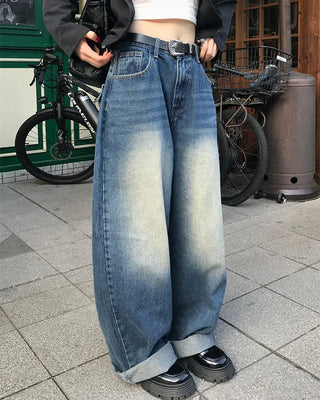 Flap pocket washed denim pants