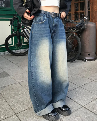 Flap pocket washed denim pants
