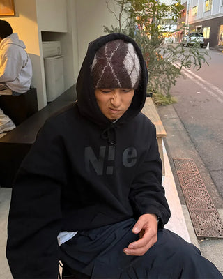 Argyle knit beanie
