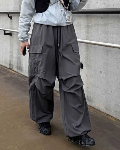 Cargo wide nylon pants