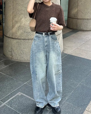 Side yoke seam wide jeans